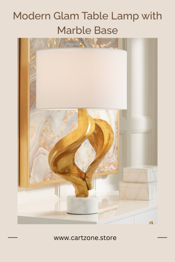 Modern Glam Table Lamp with Marble Base.