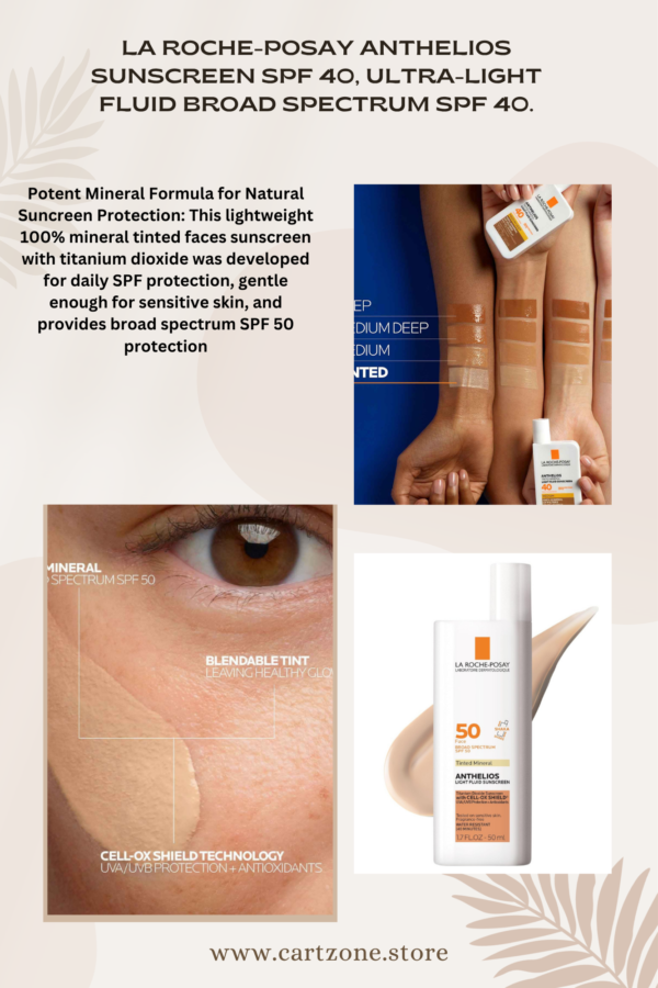 La Roche-Posay Anthelios Mineral Sunscreen SPF 40/50 | Ultra-Light Fluid Face Sunscreen, Oil-Free & Matte Finish.