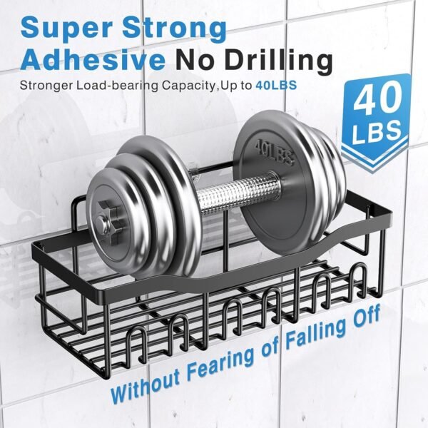 EUDELE Adhesive Shower Caddy Set | 5-Pack Rustproof Stainless Steel Bathroom Organizer & Storage Shelves