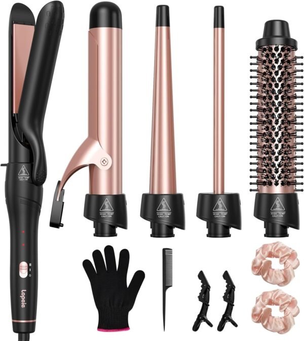 5-in-1 Hair Curler & Thermal Brush | Interchangeable Ceramic Barrels