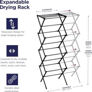 4-Tier Telescopic Clothes Drying Rack | Foldable Space-Saving Laundry Airer for Shirts, Towels & Delicates.