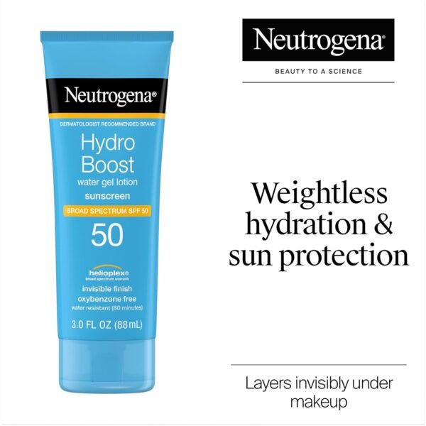 Neutrogena Hydro Boost Water Gel Sunscreen SPF 50, Oil‑Free Hydrating & Water‑Resistant Face & Body Sunscreen Lotion.