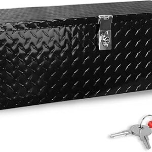 30 Inch Aluminum Truck Tool Box Lockable Truck Bed Tool Box Waterproof Truck Bed Storage Box with Side Handle Truck Tool Chest for Pickup, Truck Bed, RV, Trailer & Garage (Black)