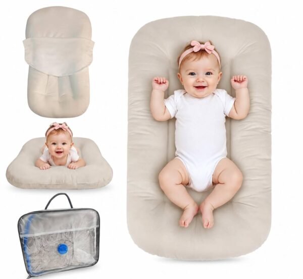 Baby Lounger 0-24 Months Newborn Infant Cotton Floor Seats Support Cushion (Apricot) | baby shower gifts