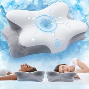 Cervical Pillow for Neck Pain Relief, Memory Foam Cooling Pillow Ergonomic Neck Support Pillows for Side, Back, Stomach Sleepers – Odorless & Breathable, Drak Grey