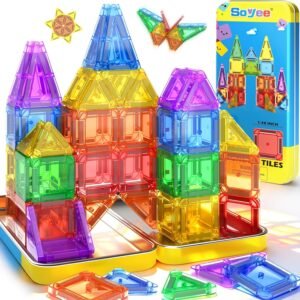 Soyee Mini Magnetic Tiles Travel Toddler Toys with Metal Tin Portable STEM Building Kids Toys for 3 4 5 6 7 8+ Years Old Boys & Girls & Birthday Gifts Soyee Mini Magnetic Tiles Travel Toddler Toys with Metal Tin Portable STEM Building Kids Toys for 3 4 5 6 7 8+ Years Old Boys & Girls & Birthday Gifts